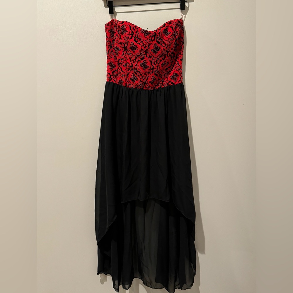 Shasa L Black & Red Strapless High Low Dress